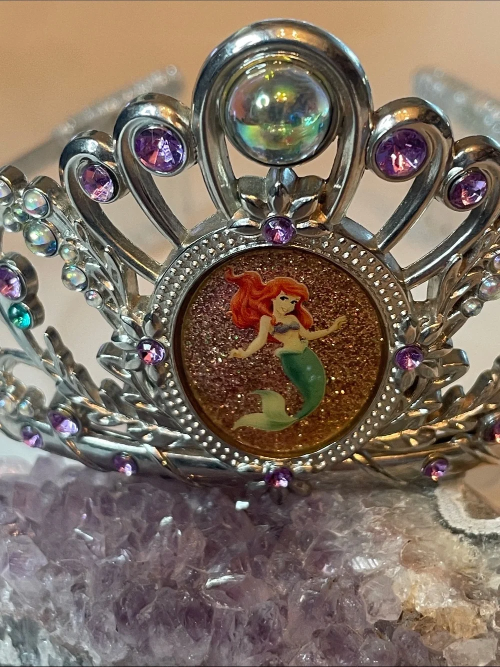 Disney Ariel Tiara Crown Silver Tone Metal Combs Jewels Sparkle Ariel Picture